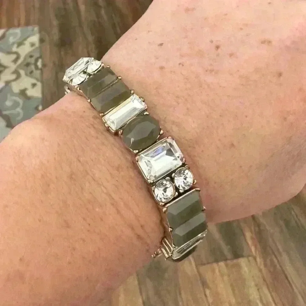 J.crew grey‎ stone and crystal stretch bracelet
